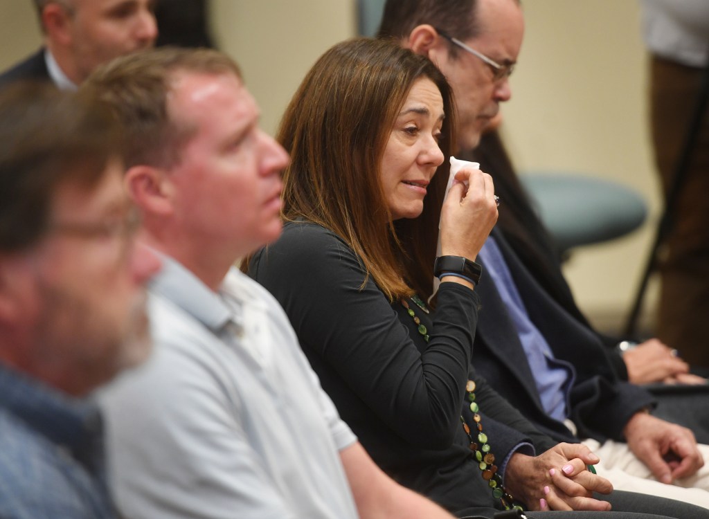 Families of Sandy Hook victims react in court in October 2022.