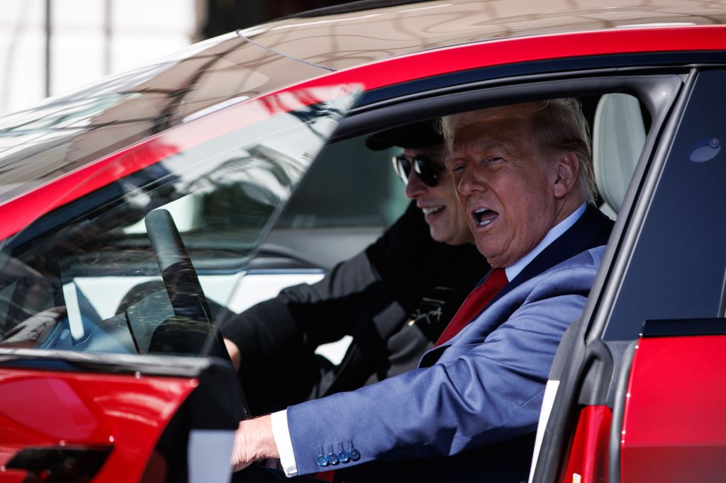 Trump and Musk inside a tesla